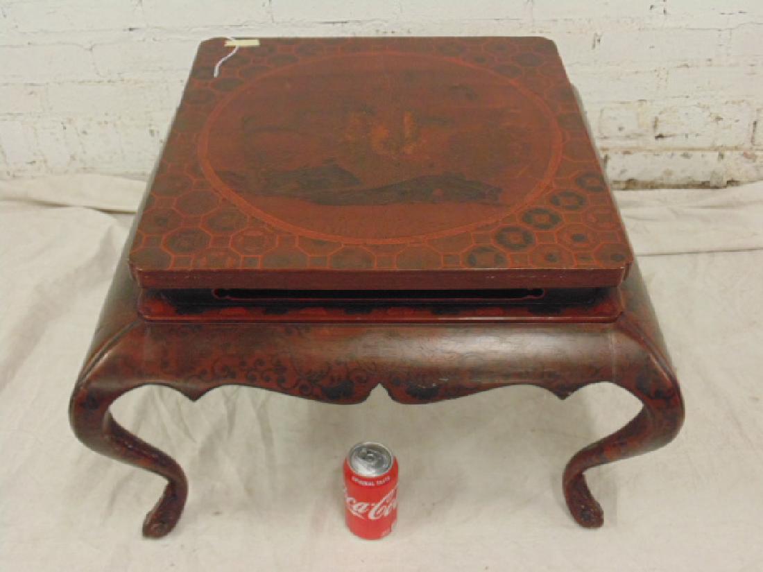 Antique Chinese red lacquered side table (1 of 6)