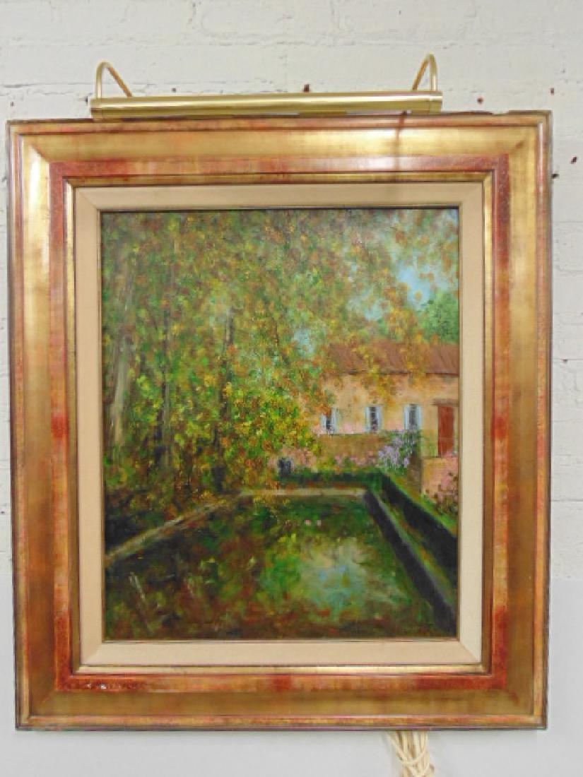 Oil canvas, painting, "Le Bassin", Jacques Dunoyer: Oil canvas, painting, "Le Bassin", signed Jacques Dunoyer, 25.25" by 21.25" Please refer to images for general condition issues, all items are sold in as is, as found condition, some items might have 