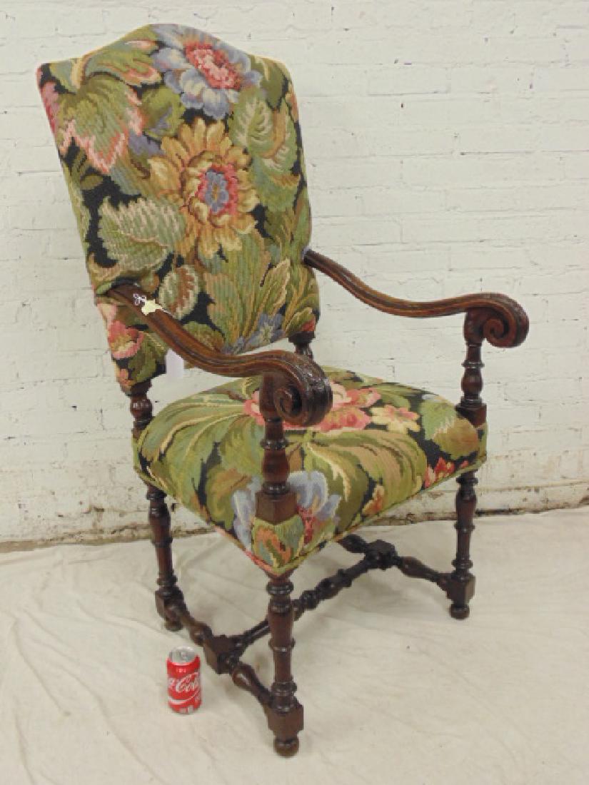 Antique needlepoint covered arm chair (1 of 5)