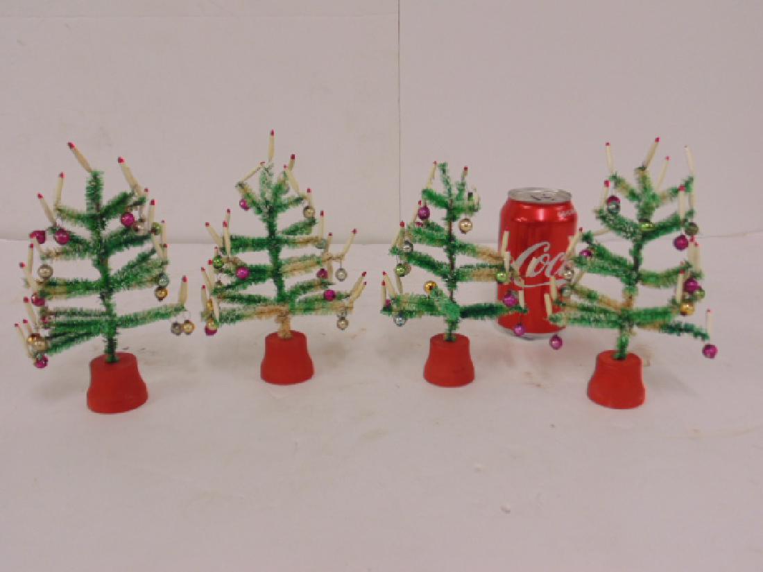 Lot 4 miniature Christmas trees, 6.5" tall (1 of 4)