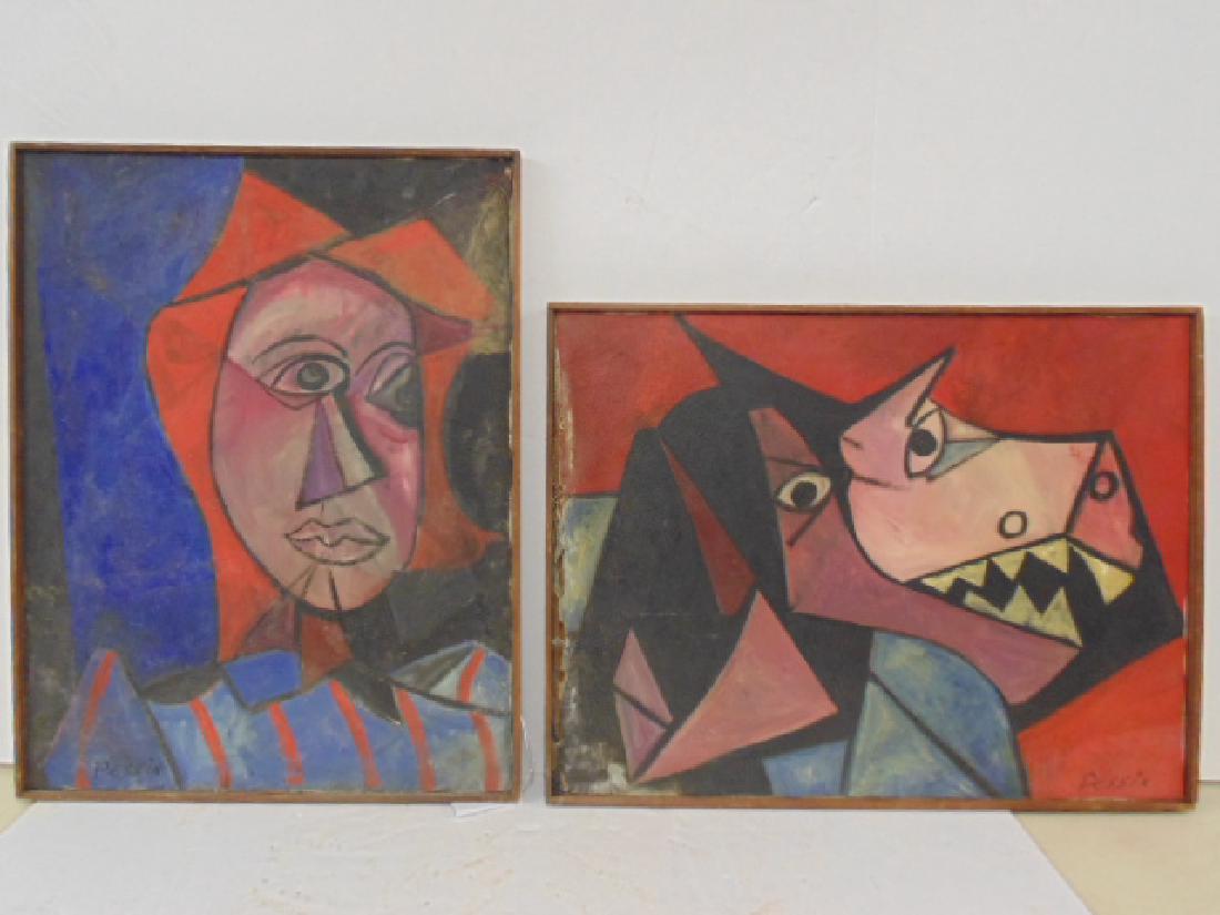 2 paintings, portrait of a woman, & dog, by Pessin (1 of 8)