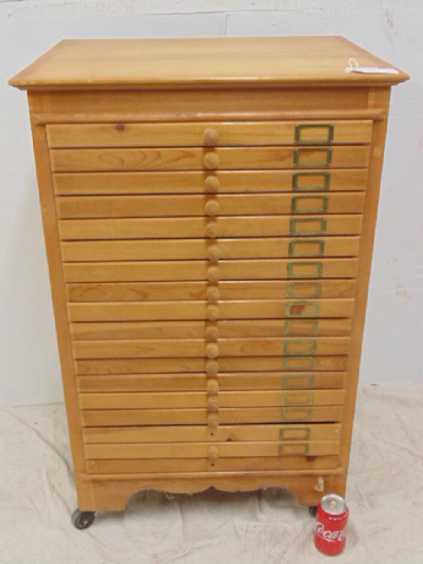 Maple file, specimen cabinet, cabinet has 18 drawers (1 of 4)