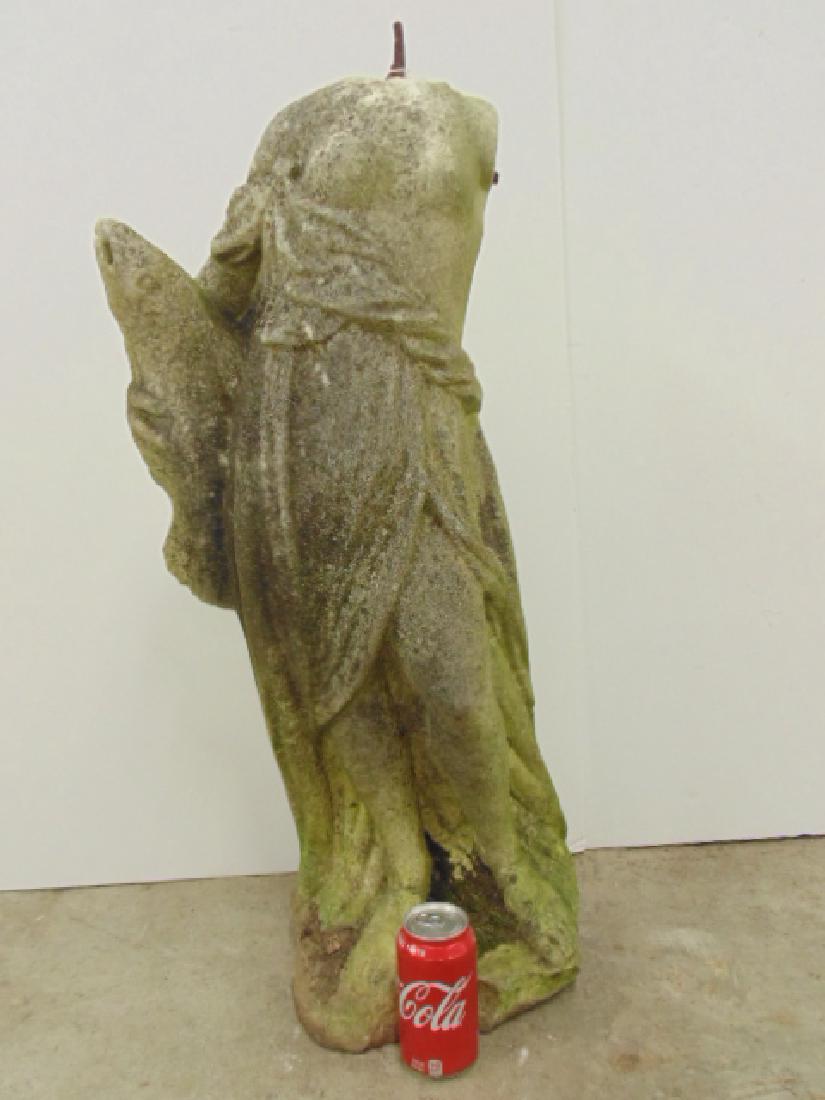 Carved marble statue, woman with fish (1 of 5)