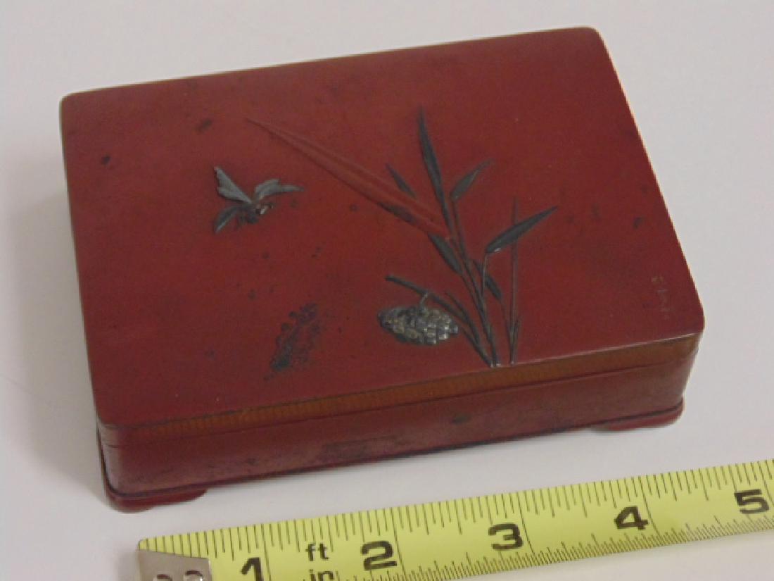 Mixed metal Japanese box, bronze, inlaid (1 of 7)