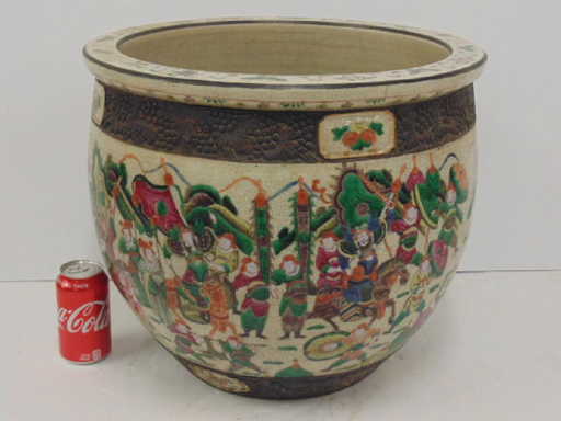 Large Asian Chinese Porcelain Fish Bowl Planter