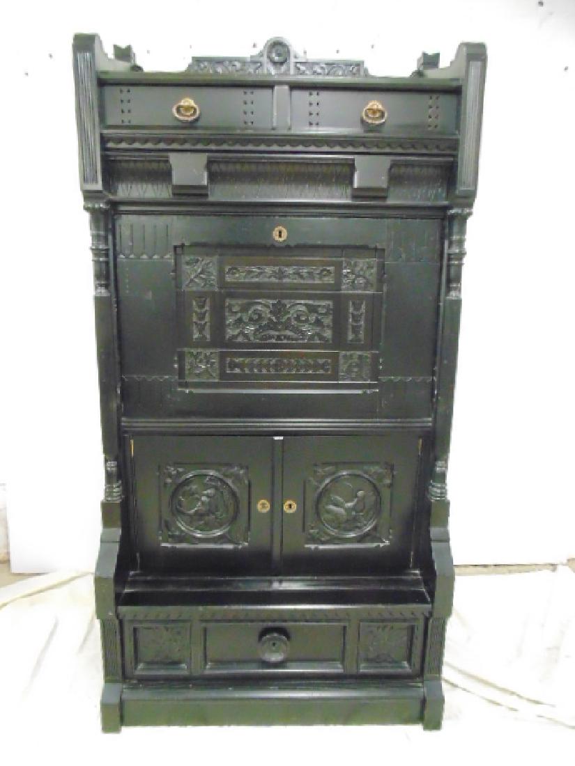 Ebonized aesthetic Victorian drop front desk (1 of 6)