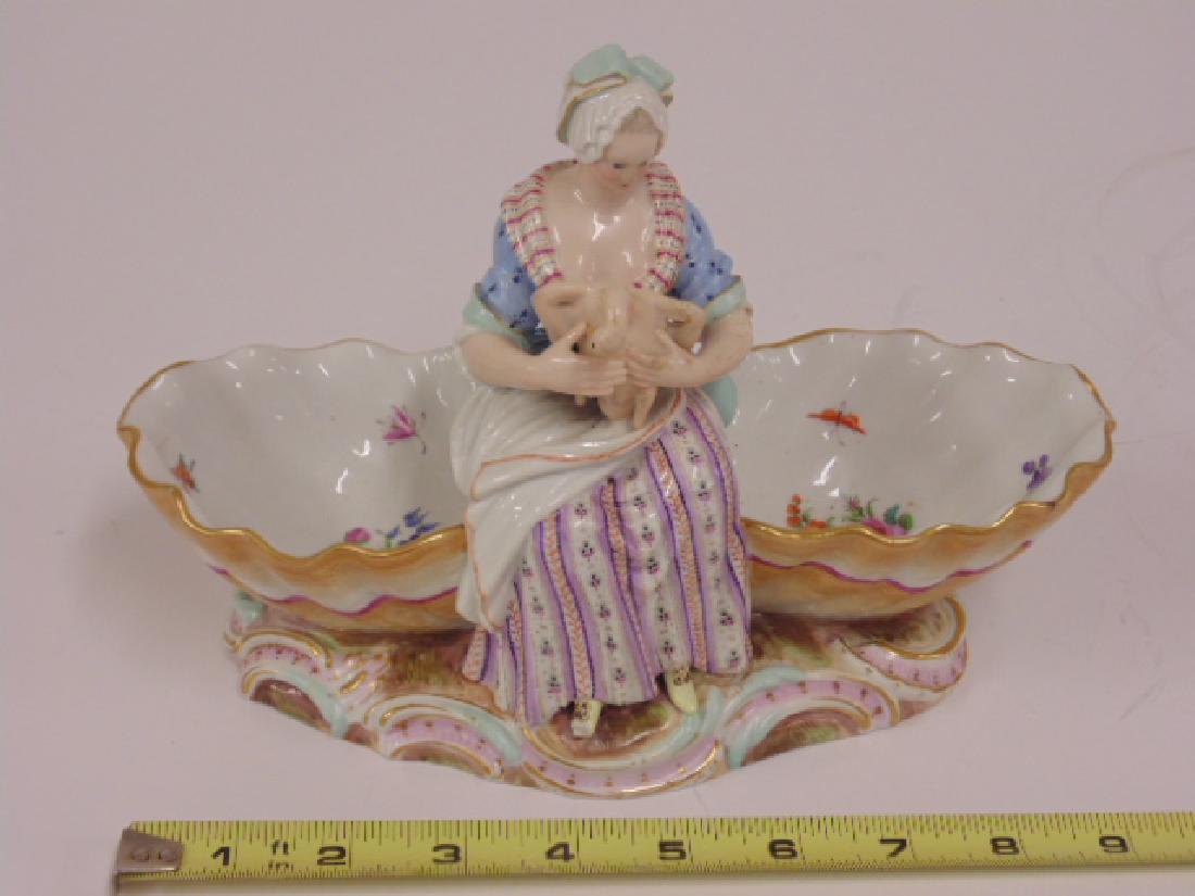 Meissen porcelain double bowl with center figure (1 of 8)