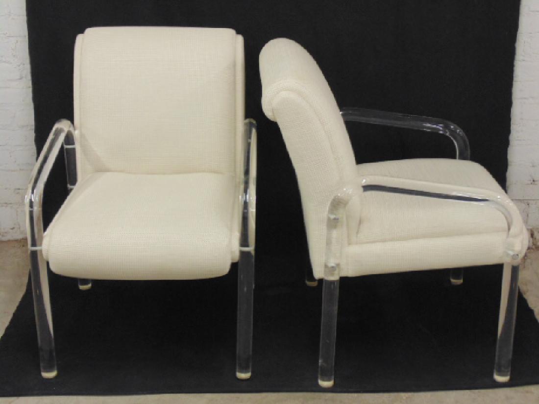 Pair Lion in Frost Lucite & upholstered armchairs (1 of 6)