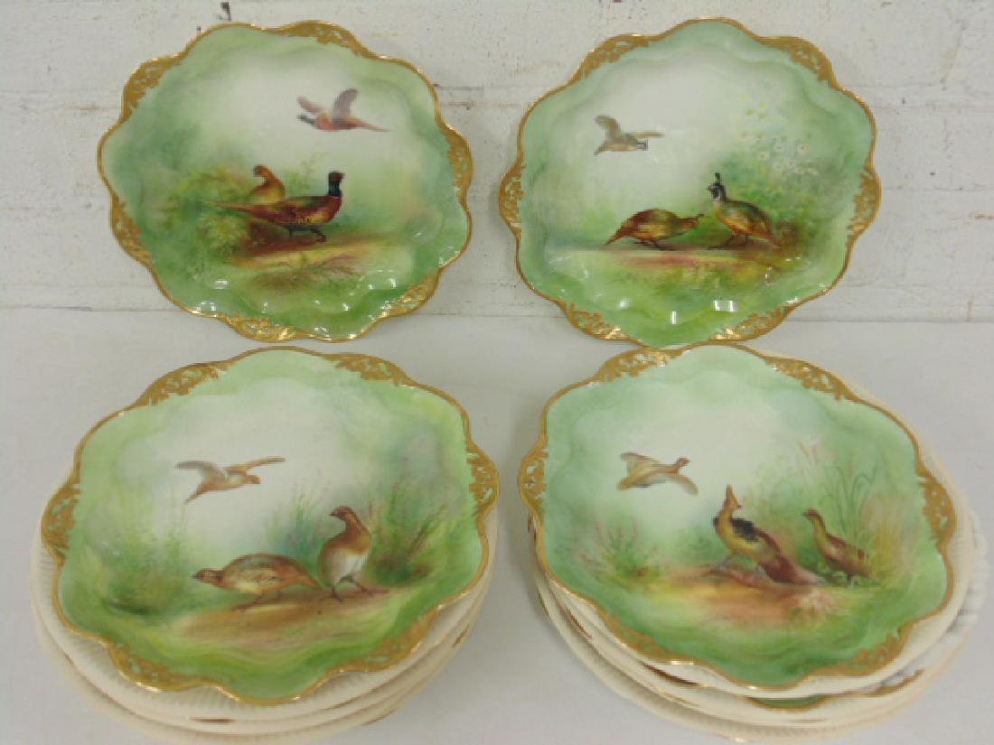 12 porcelain hand painted bird, fowl plates, Ovington (1 of 10)