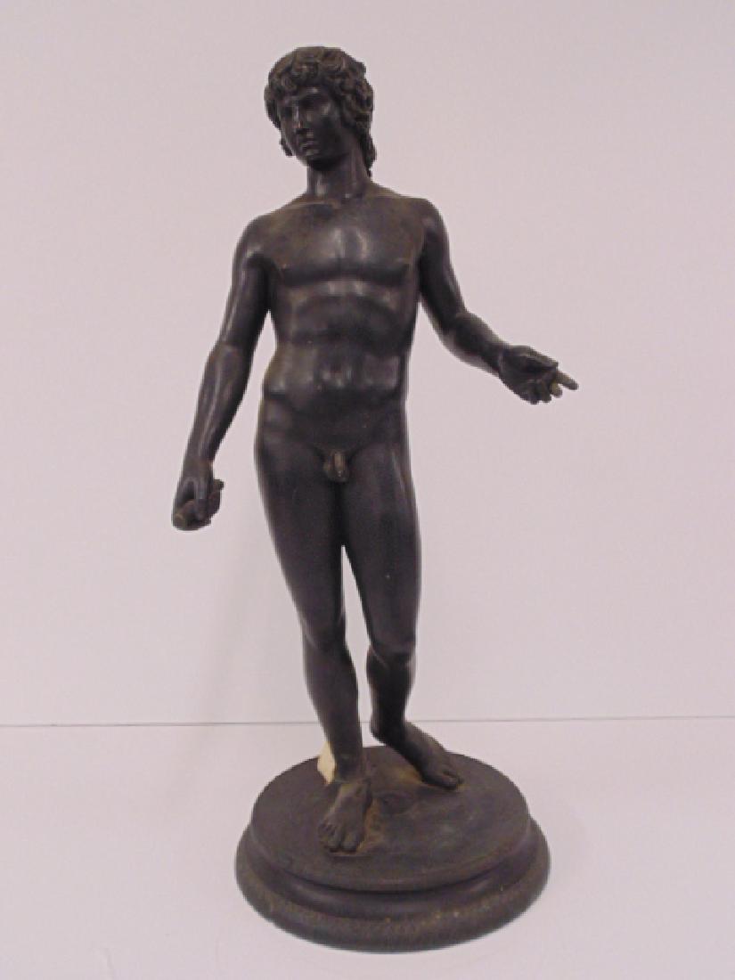 Grand tour bronze,  man holding baton, 19th C. (1 of 7)