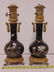 Pair French porcelain enameled bronze mounted lamps