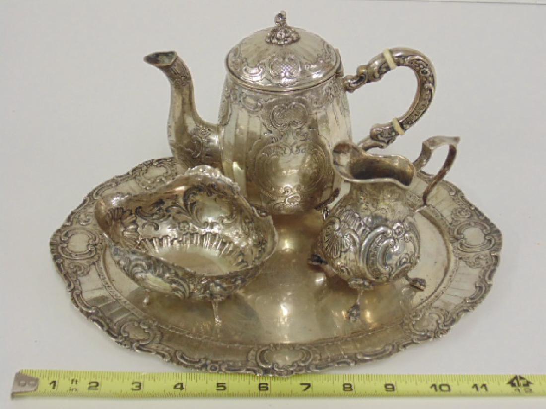4 piece assembled '800 silver continental tea set (1 of 7)