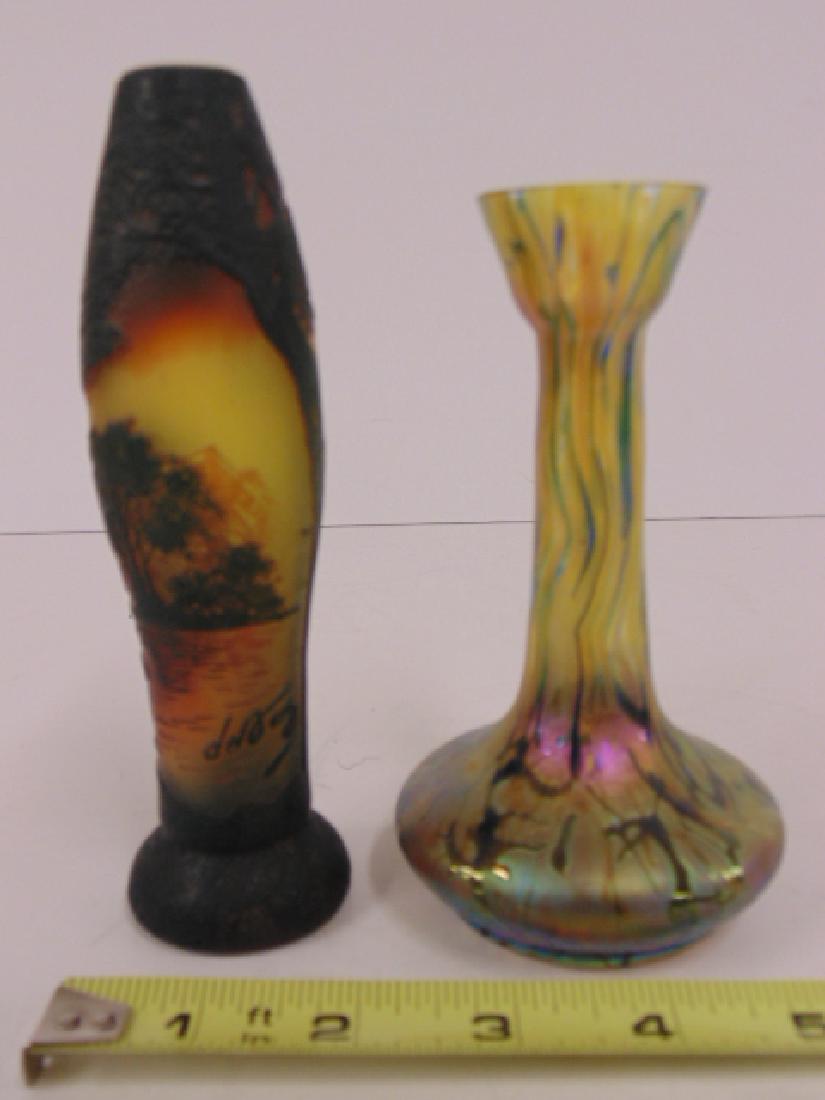2 art glass vases, Loetz vase & French Cameo glass (1 of 9)