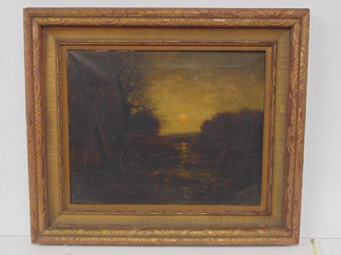 Painting, nocturnal river scene, Frank Rollin Smith (1 of 5)