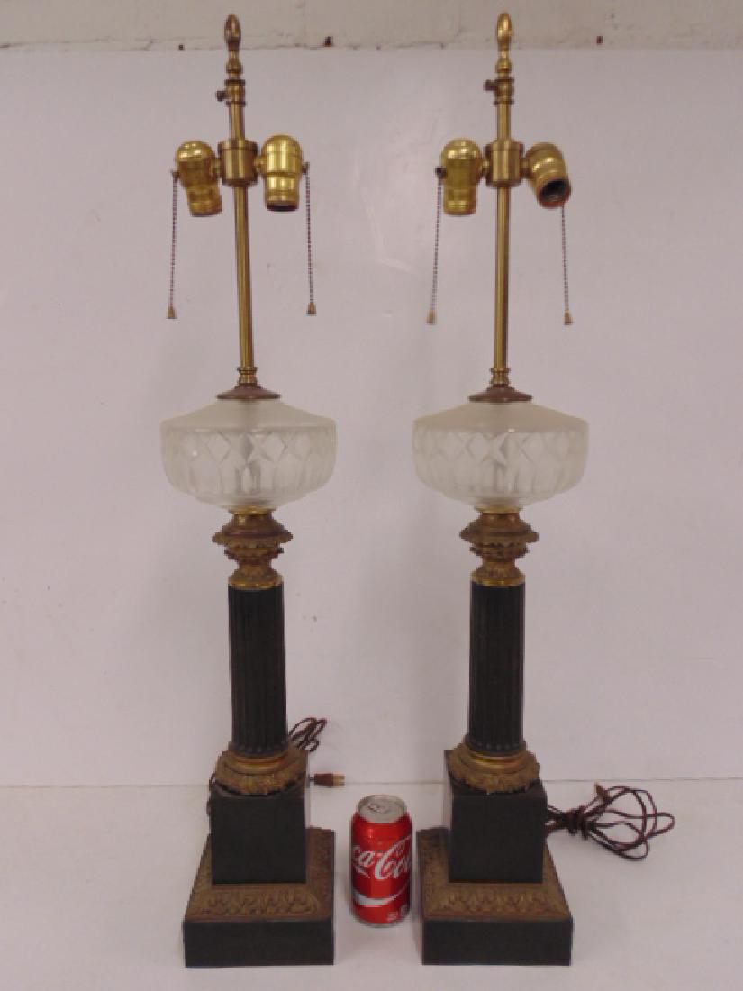 Pair empire style column lamps, copper & bronze (1 of 6)