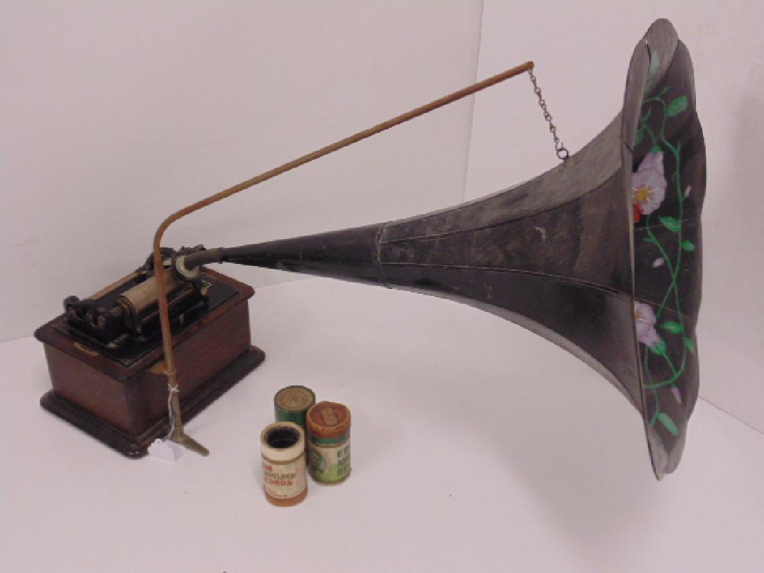 Edison Standard Phonograph, with black tole horn (1 of 9)