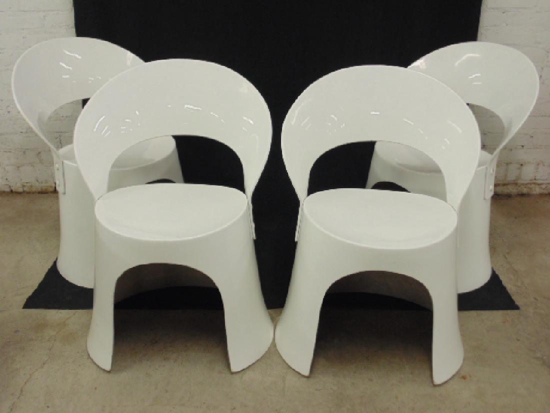 Set of 4 Nanna Ditzel white fiberglass chairs (1 of 5)