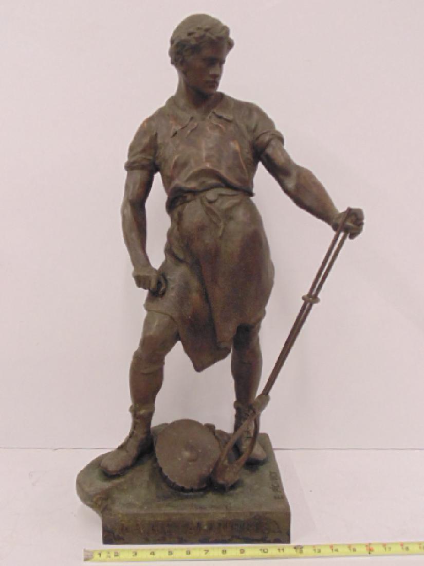 Spelter figure, "La Metallurgie" Emile Louis Picault (1 of 7)