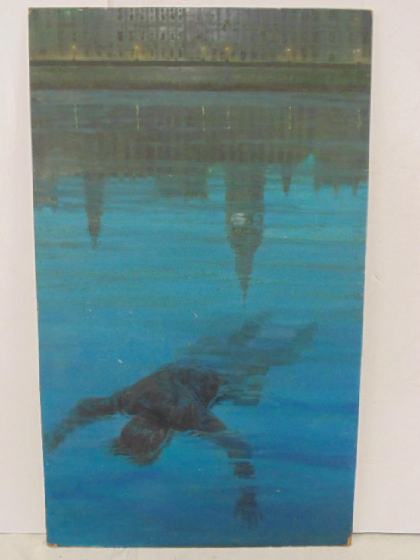 Illustration, Darrel Greene, Floating body in river (1 of 4)