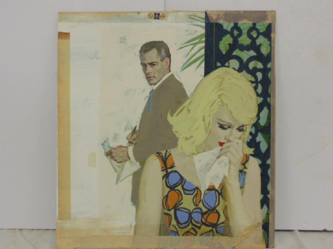 Illustration, Darrel Greene, man & crying woman: Illustration, from the estate of Darrel Greene, man & crying woman, 19.75" by 18". All items sold as is, all sales final, contact us if you need more information, by participating in this auction you 