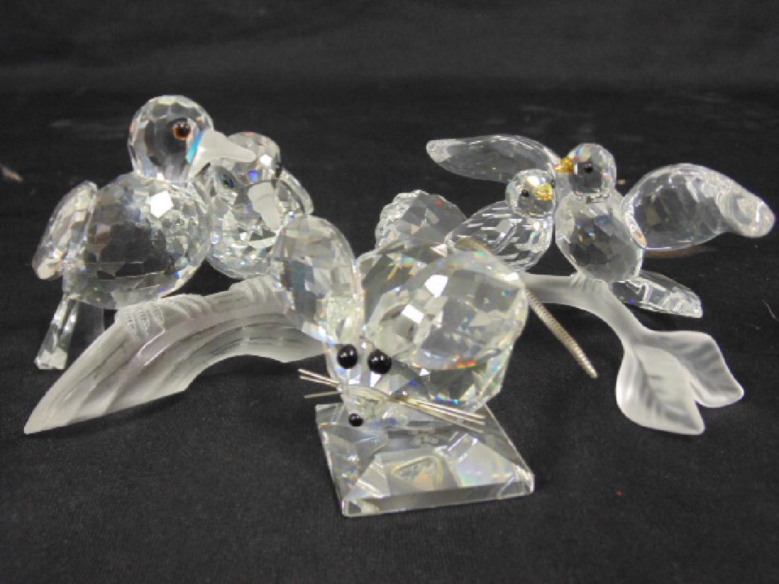 3 Swarovski crystal figures,  birds & mouse (1 of 7)
