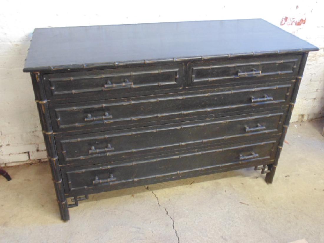 Ebonized 2 over 3 chest drawer with bamboo trim (1 of 5)