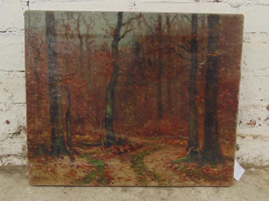 Painting, autumn landscape, trees, signed Frank A. (1 of 4)
