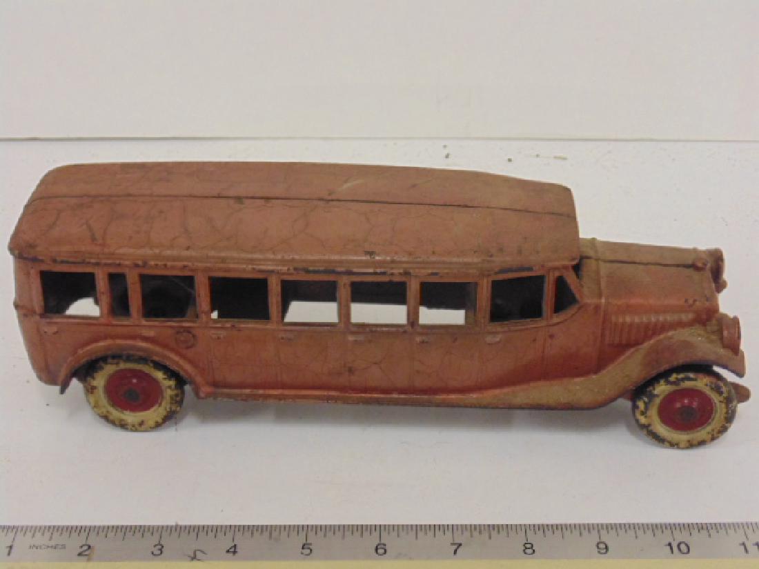 Cast iron bus, toy, no marks, bus is 10.5" (1 of 5)