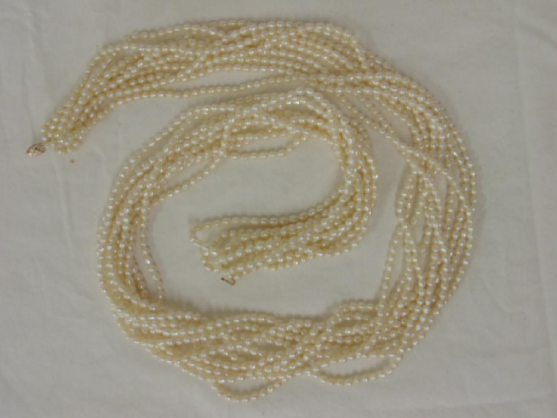 Multi strand pearl necklace w/ 14k yellow gold clasp (1 of 4)