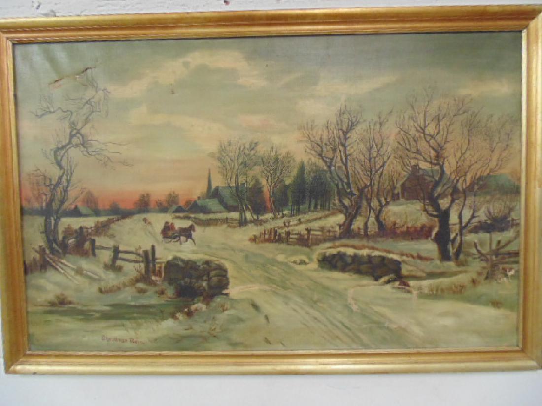Painting,  "Christmas Morning",  by Great Grandma Myers (1 of 9)