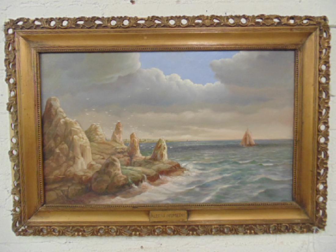 Painting, rocky coast line,  Albert S. Nemethy (1 of 6)