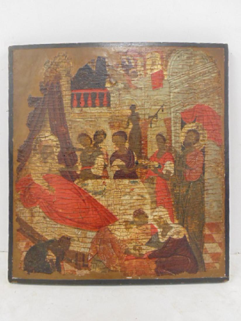 Early Byzantine icon: Early Byzantine icon, paint loss edges, filled in with paint, icon is 16.75" by 15.75"
