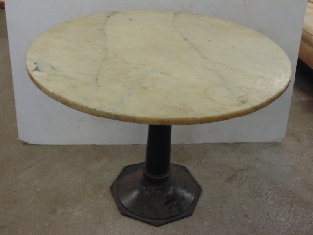 Iron base, round marble top patio (1 of 4)