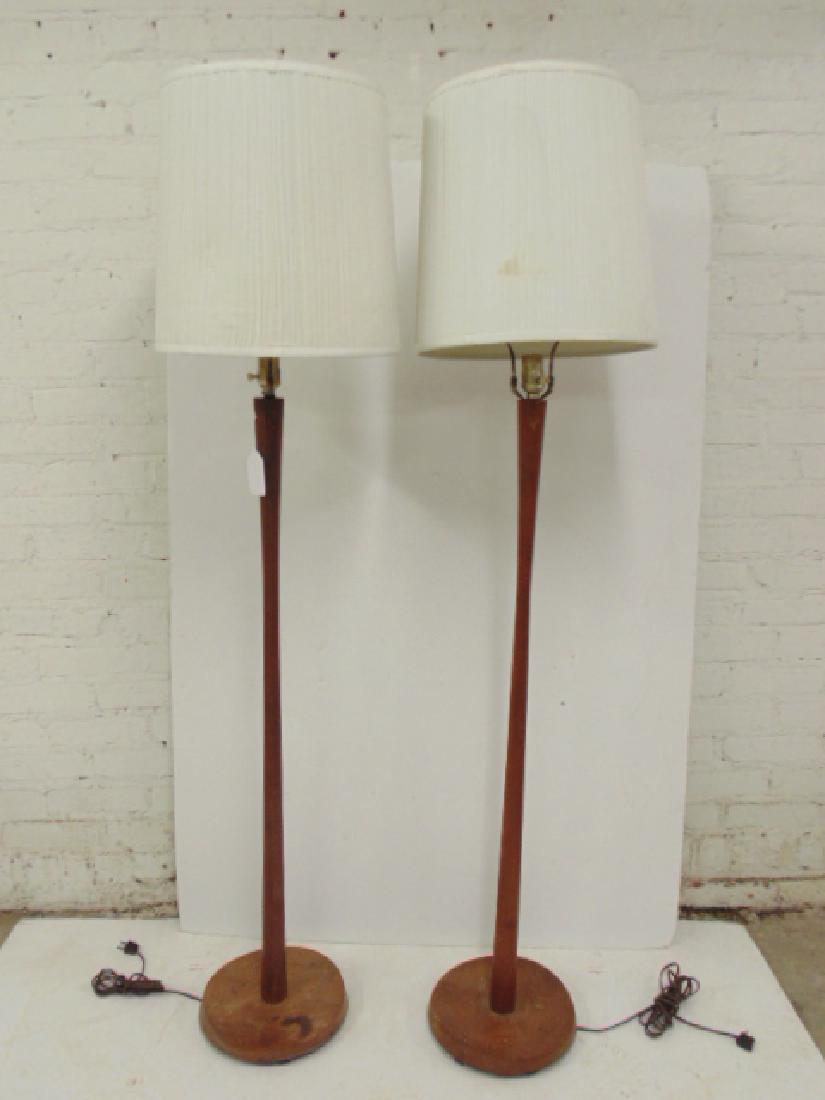 Pair mid Century teak floor lamps (1 of 4)