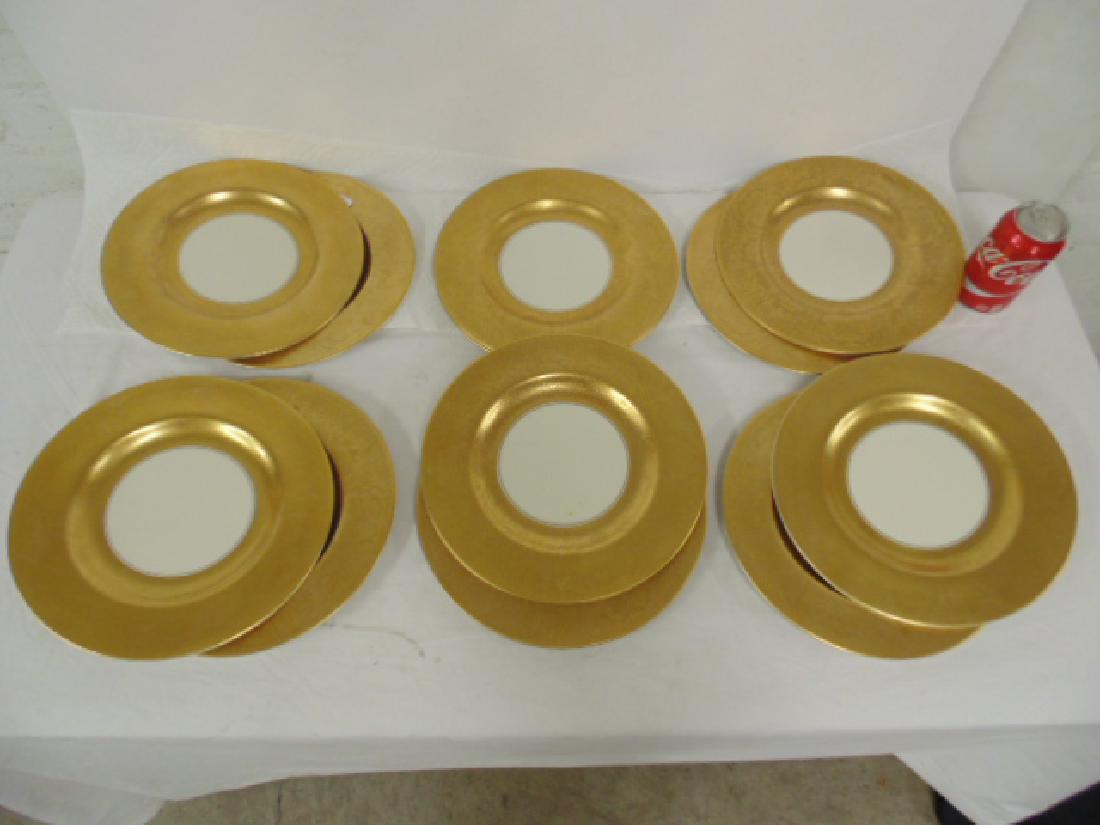 12 gold rimmed porcelain plates by Pickard (1 of 6)