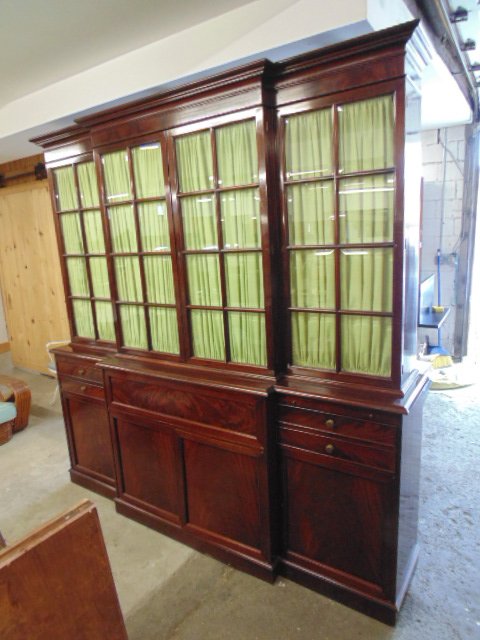 High end mahogany breakfront with inlaid desk (1 of 19)