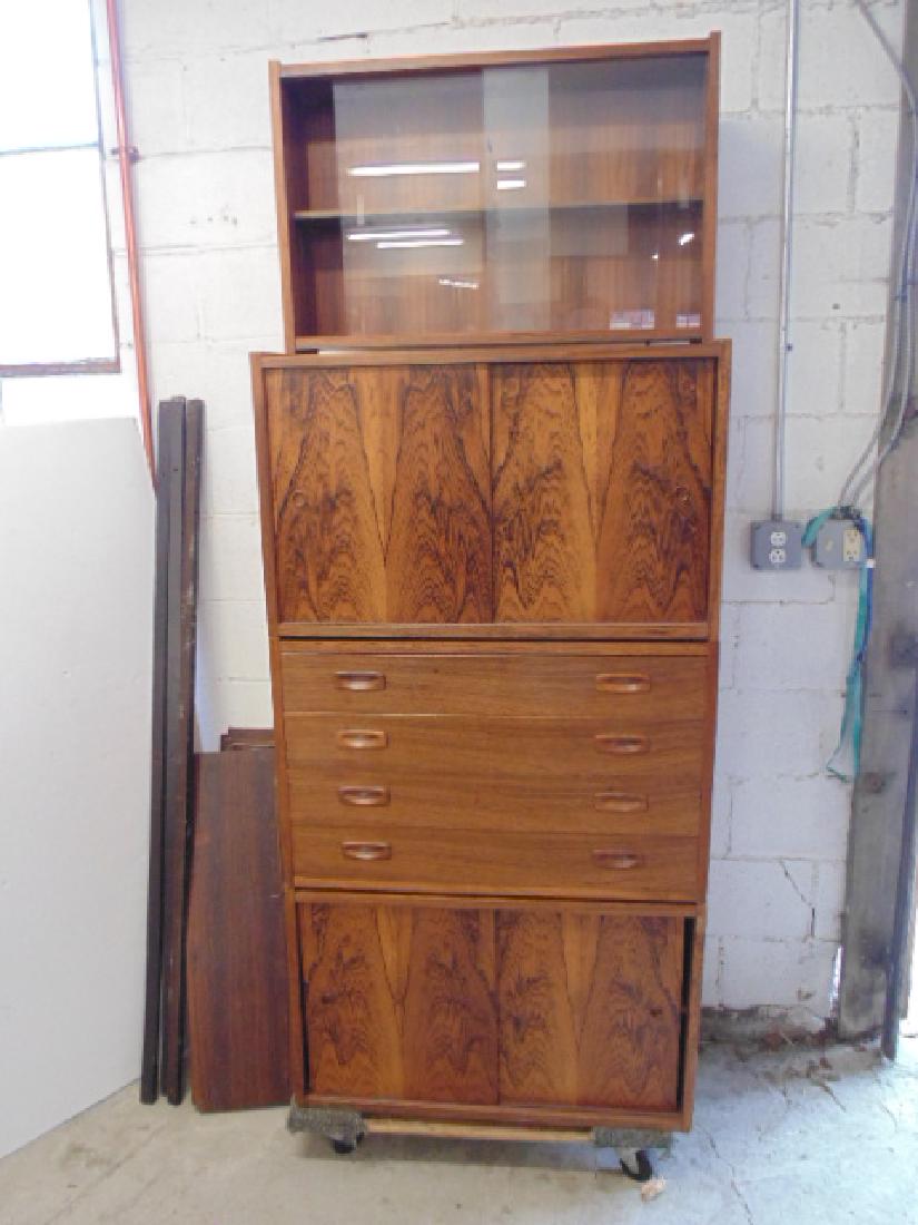 Sectional Danish style rosewood wall cabinet (1 of 9)