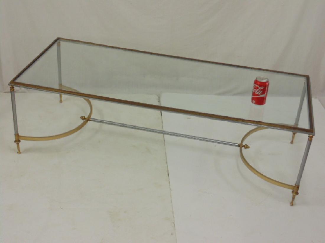 Brass & pewter coffee table, glass top (1 of 4)
