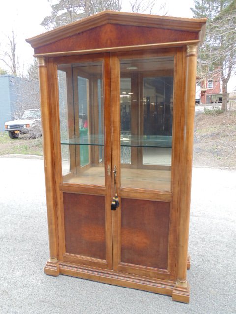 Large Biedermeier style cabinet, column front, brass ba (1 of 8)
