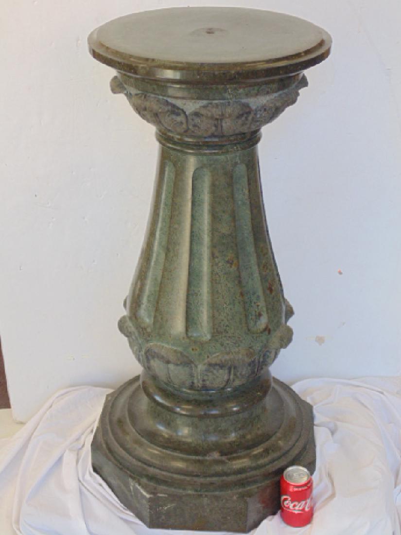 Massive carved green marble pedestal (1 of 7)