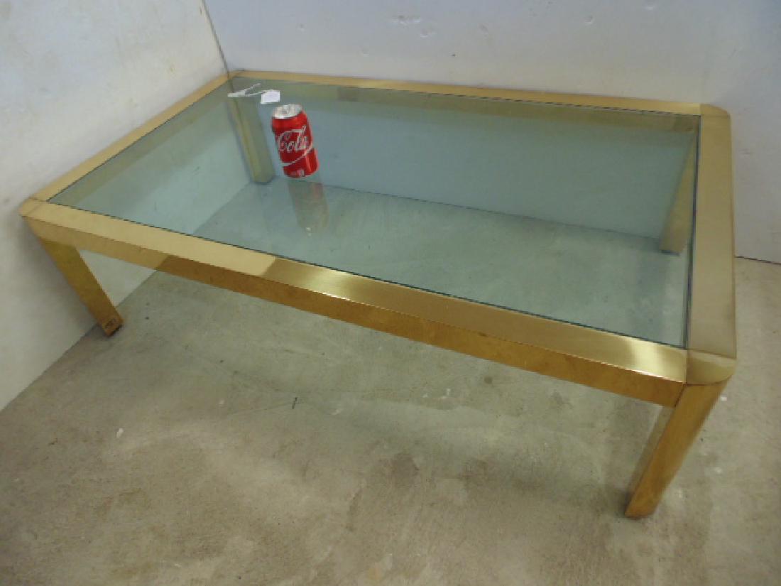 Mid Century brass coffee table with glass top (1 of 4)