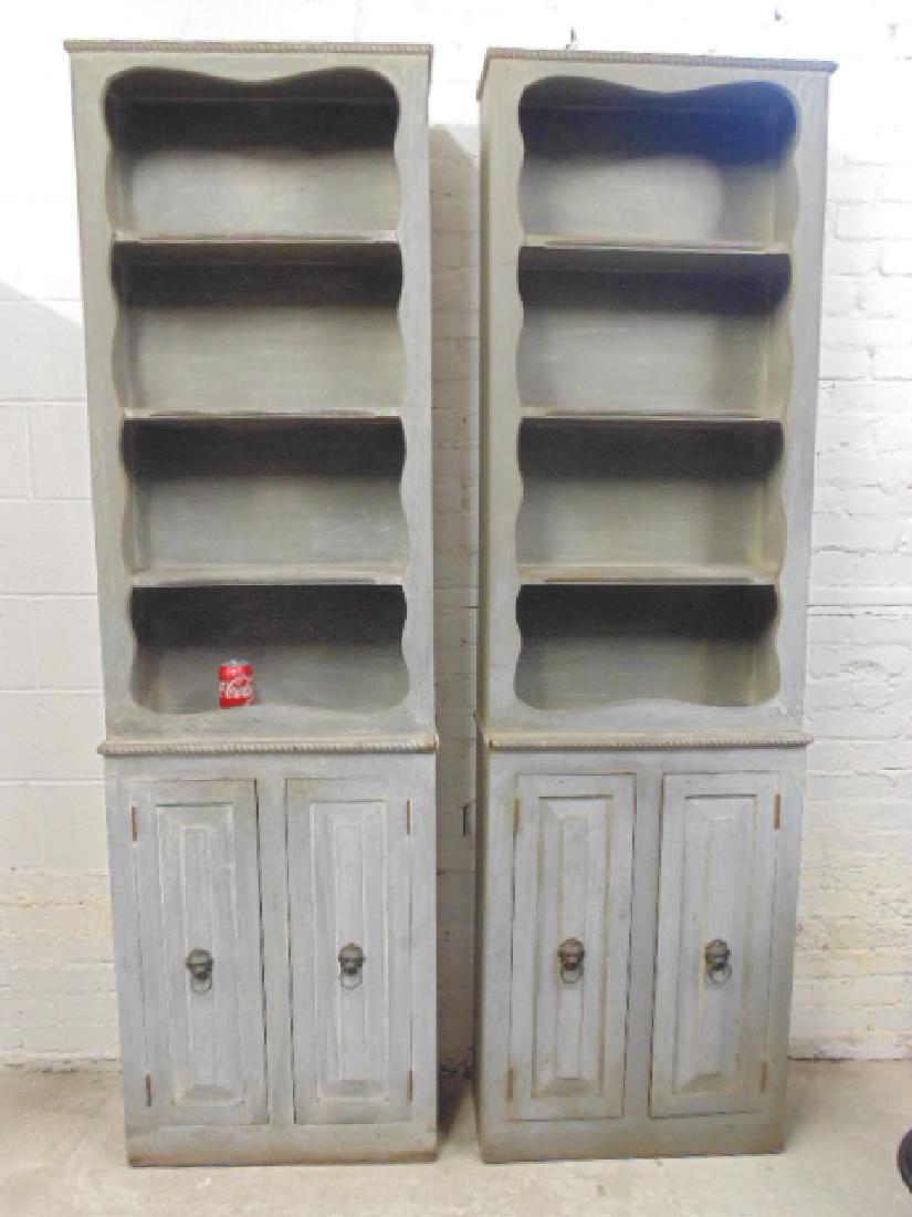 Pair bookcase cabinets in steel / grey paint (1 of 8)