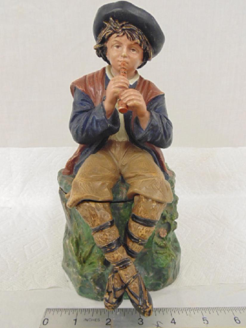 Bernard Bloch Tobacco Jar, Humidor, boy playing flute (1 of 7)