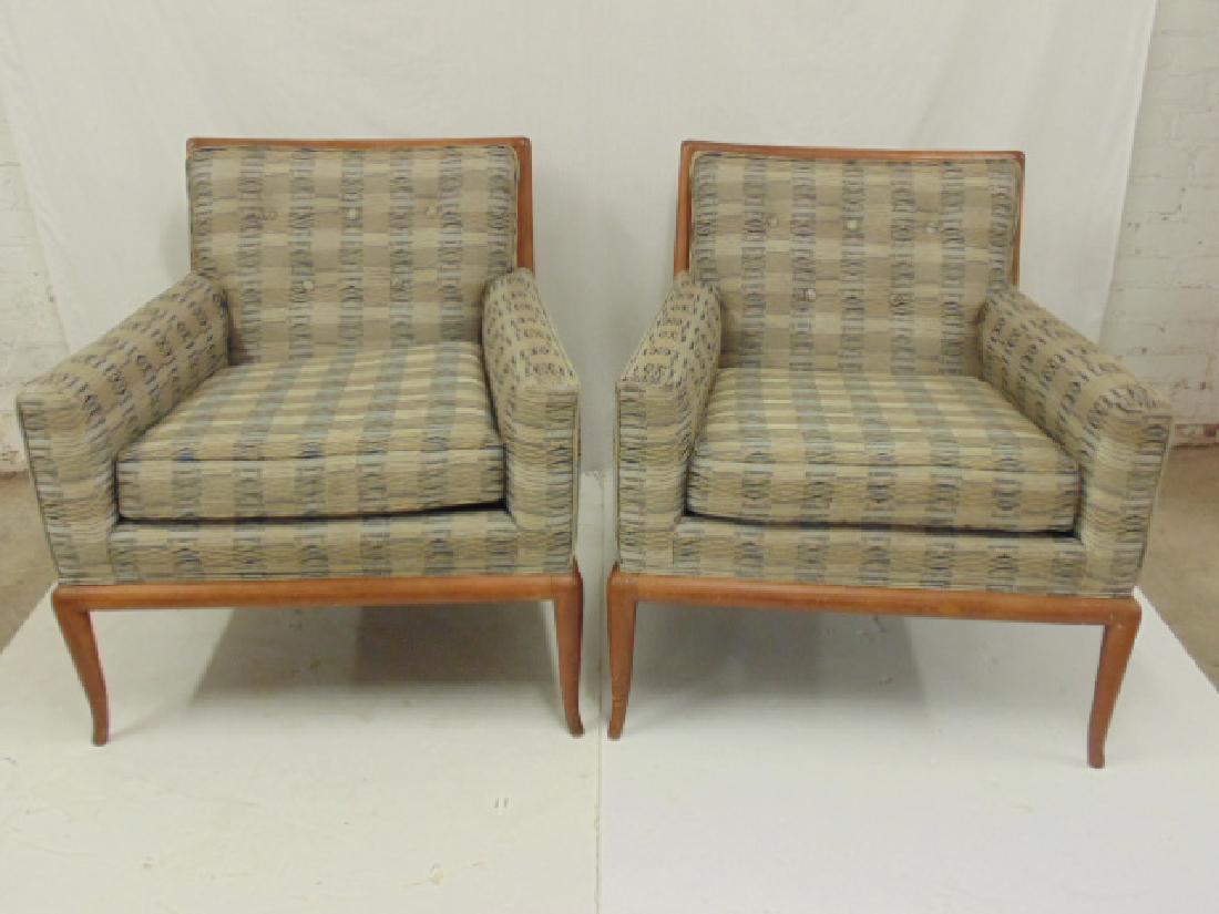 Pair Robsjohn Gibbings upholstered arm chairs MCM (1 of 7)