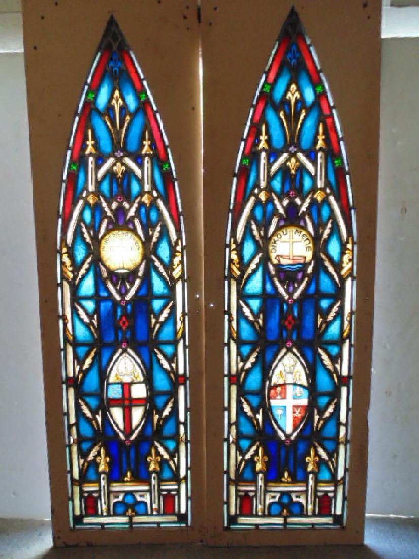 2 Stained & leaded glass Gothic styled windows (1 of 10)
