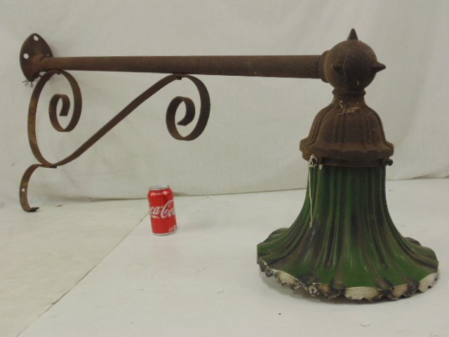 Early street light, iron bracket with porcelain shade (1 of 9)