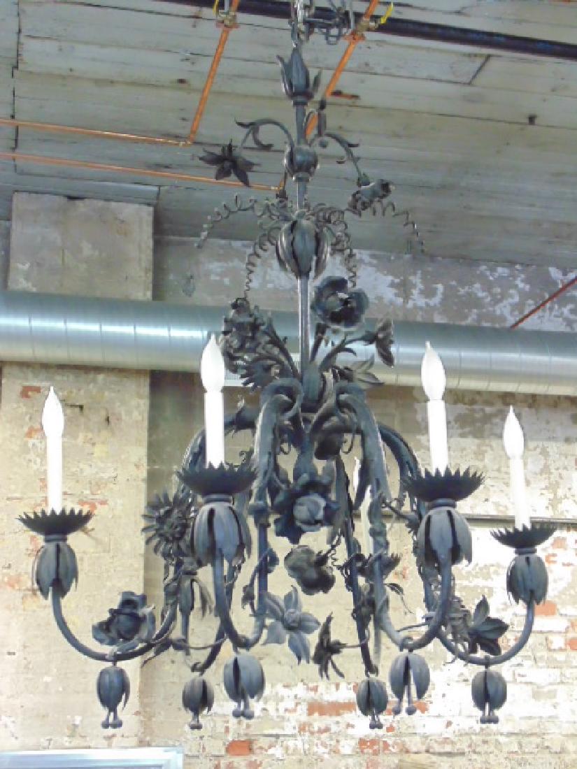 Decorative iron chandelier floral decorated (1 of 5)