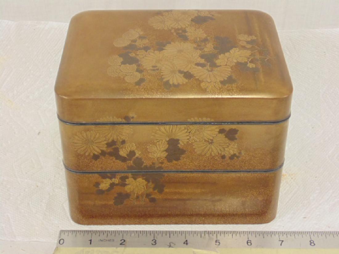 Japanese, gilt lacquered Asian box, (1 of 7)