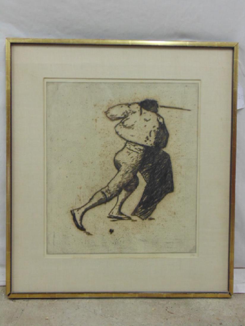 Etching, bullfighter, signed ill. (1 of 4)
