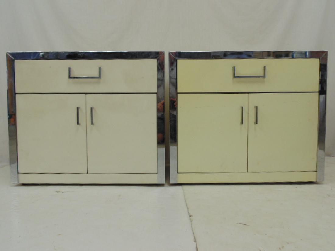 Pair John Stuart cabinets, white & chrome (1 of 7)